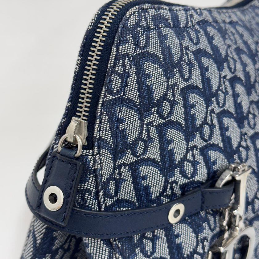 Christian Dior Borsa Bowling Oblique Blu