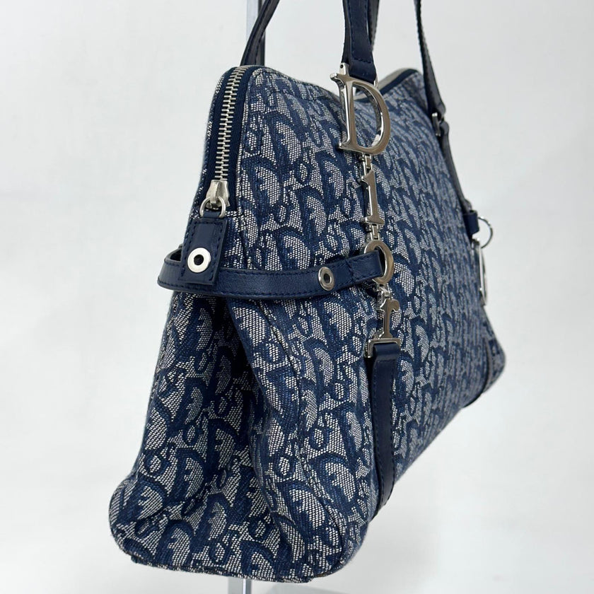 Christian Dior Borsa Bowling Oblique Blu