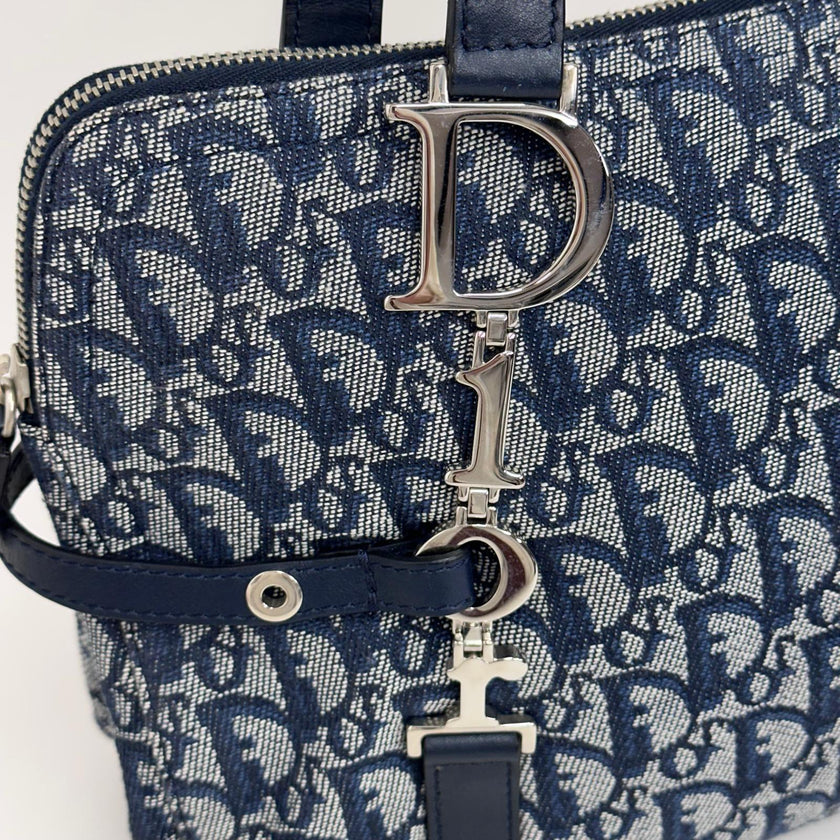 Christian Dior Borsa Bowling Oblique Blu