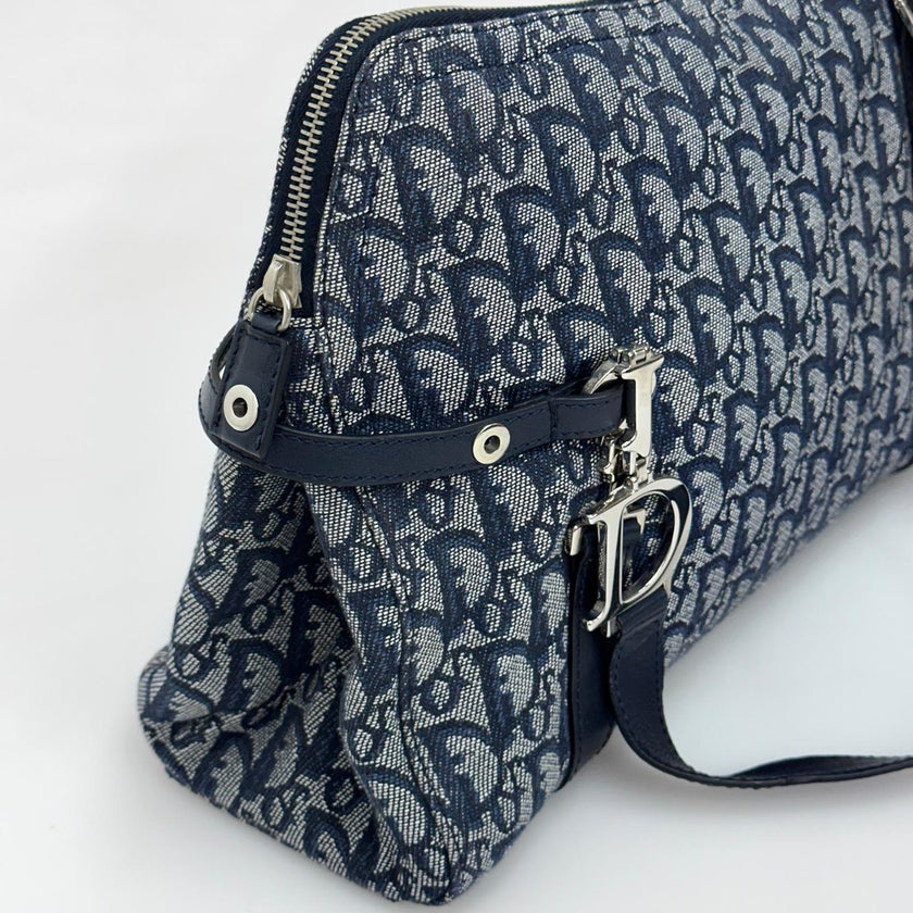 Christian Dior Borsa Bowling Oblique Blu