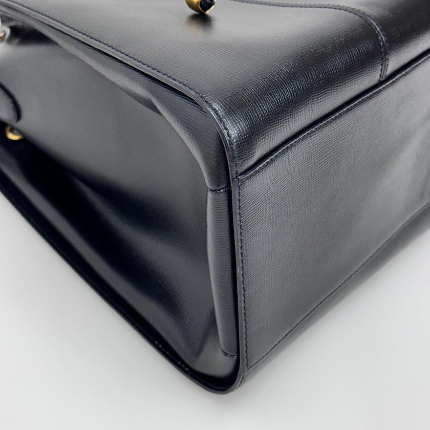 Christian Dior Borsa Secchiello Médaillon Vintage in Pelle Nera