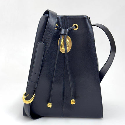 Christian Dior Borsa Secchiello Médaillon Vintage in Pelle Nera