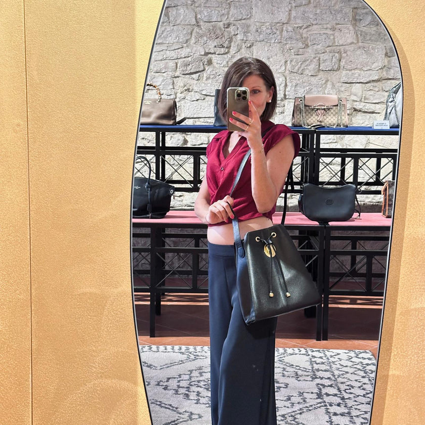 Christian Dior Borsa Secchiello Médaillon Vintage in Pelle Nera