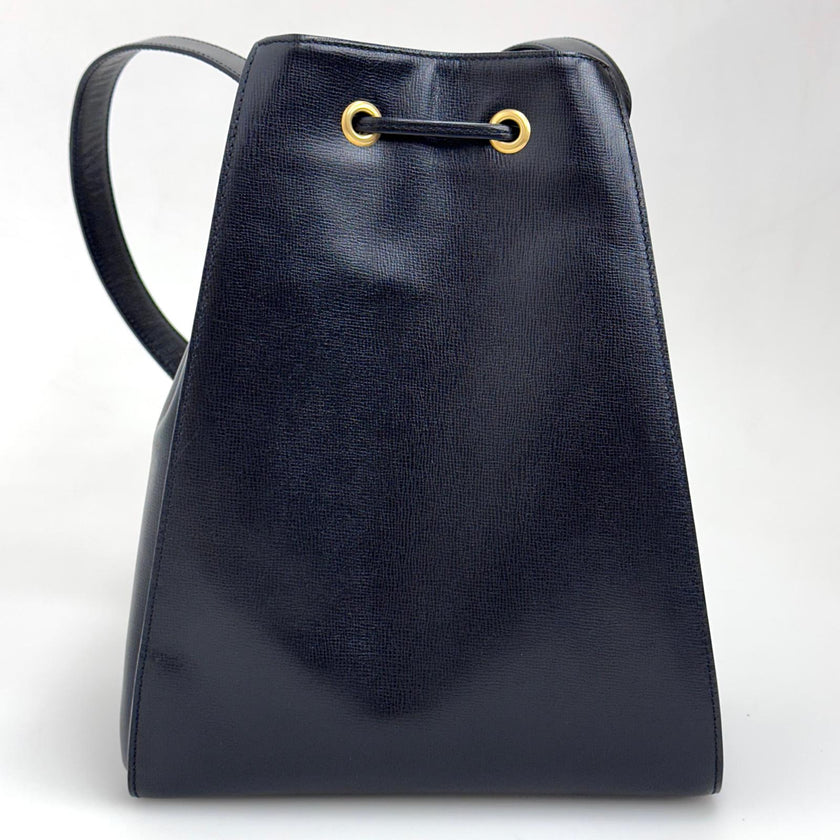 Christian Dior Borsa Secchiello Médaillon Vintage in Pelle Nera