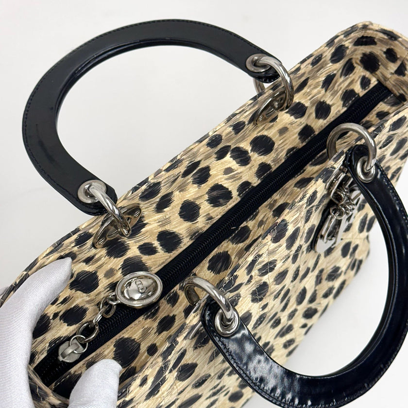 Christian Dior Borsa a mano Lady Dior Large Leopard Print