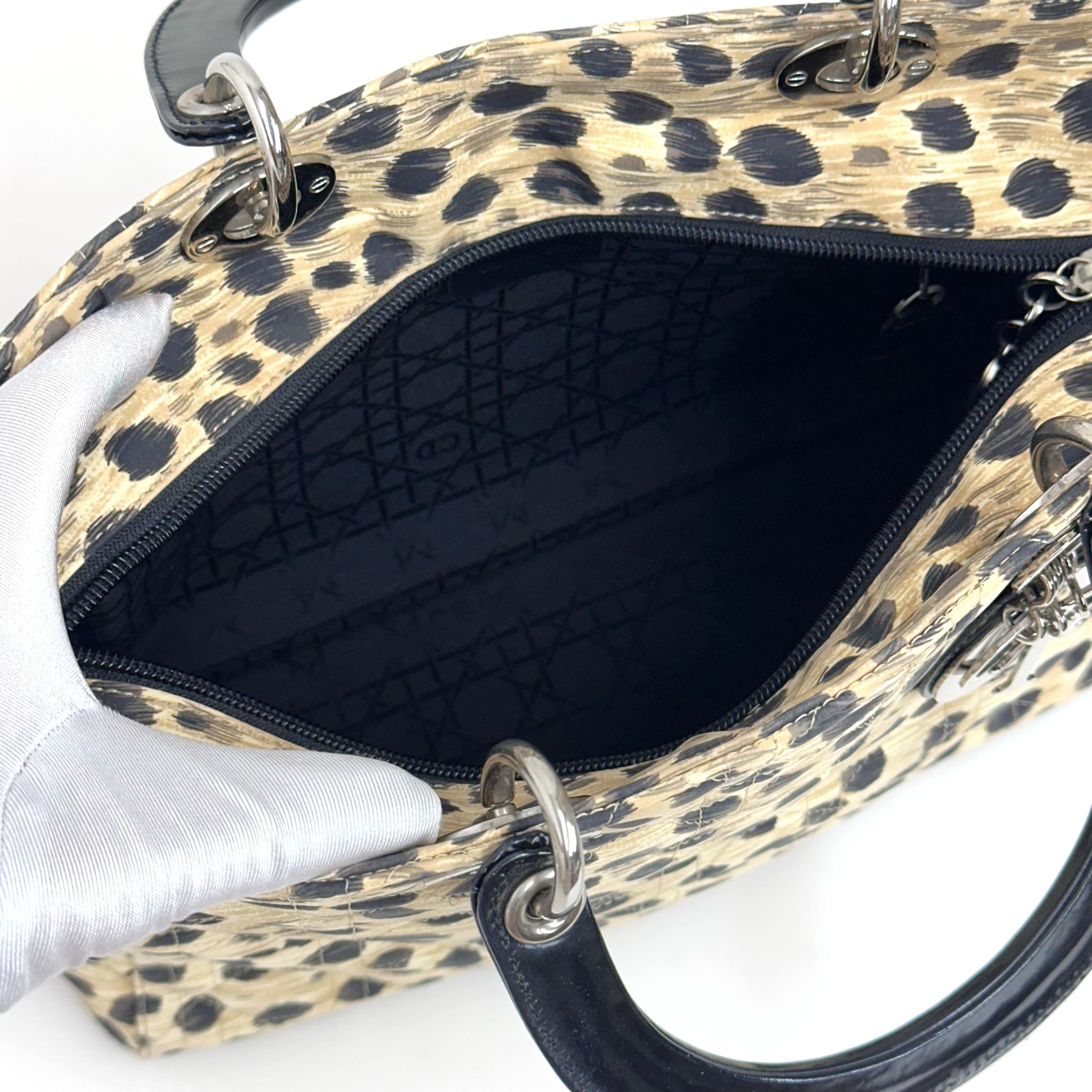 Christian Dior Borsa a mano Lady Dior Large Leopard Print