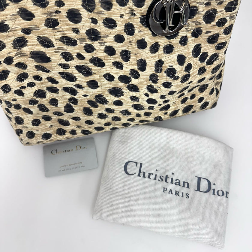 Christian Dior Borsa a mano Lady Dior Large Leopard Print