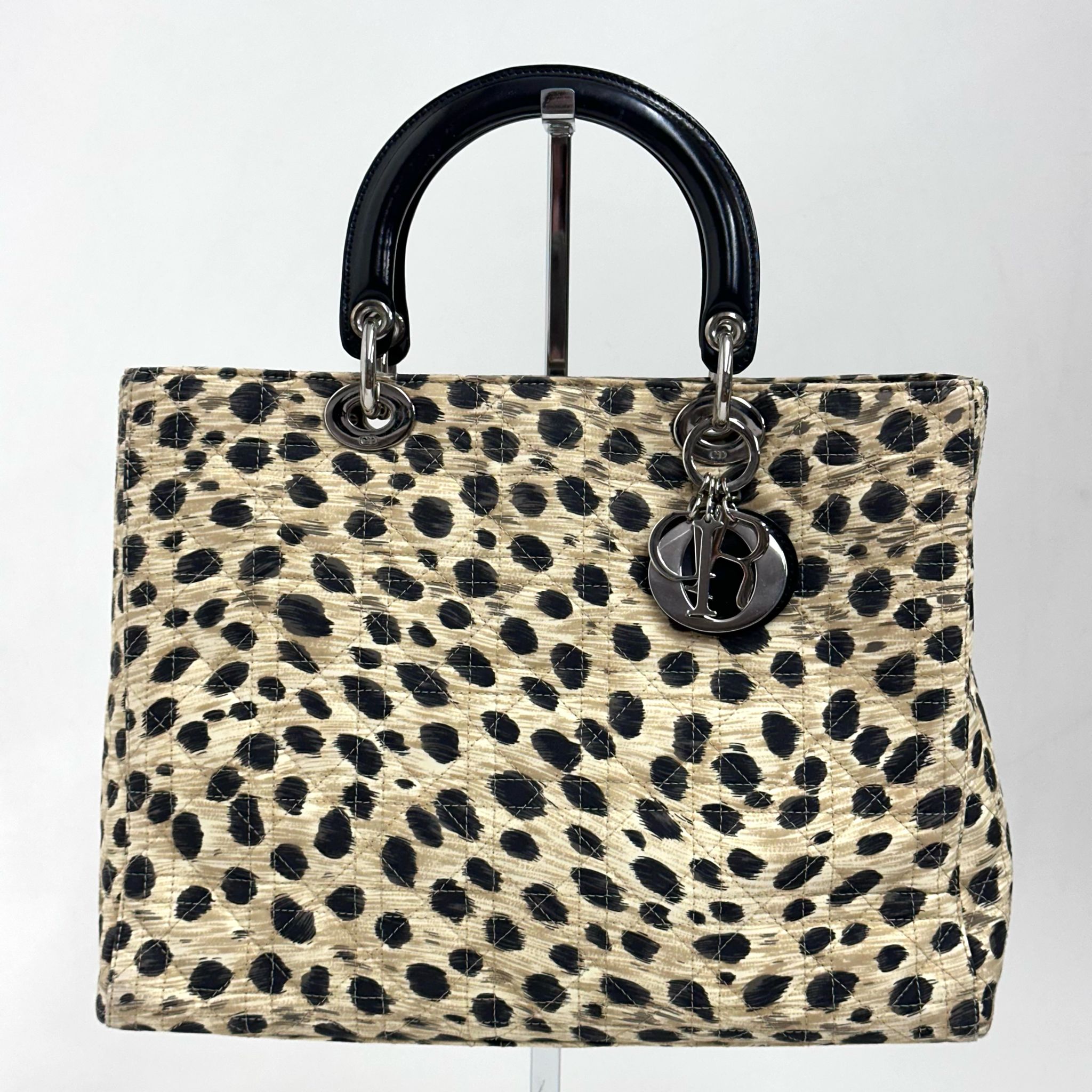 Christian Dior Borsa a mano Lady Dior Large Leopard Print