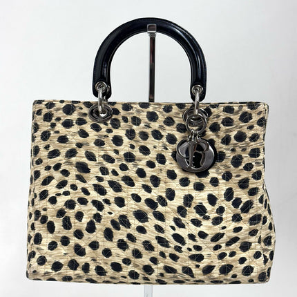 Christian Dior Borsa a mano Lady Dior Large Leopard Print