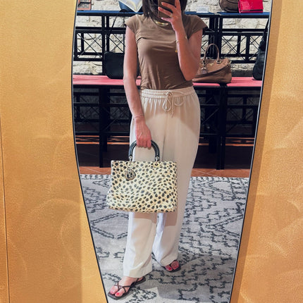 Christian Dior Borsa a mano Lady Dior Large Leopard Print