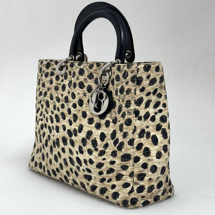 Christian Dior Borsa a mano Lady Dior Large Leopard Print