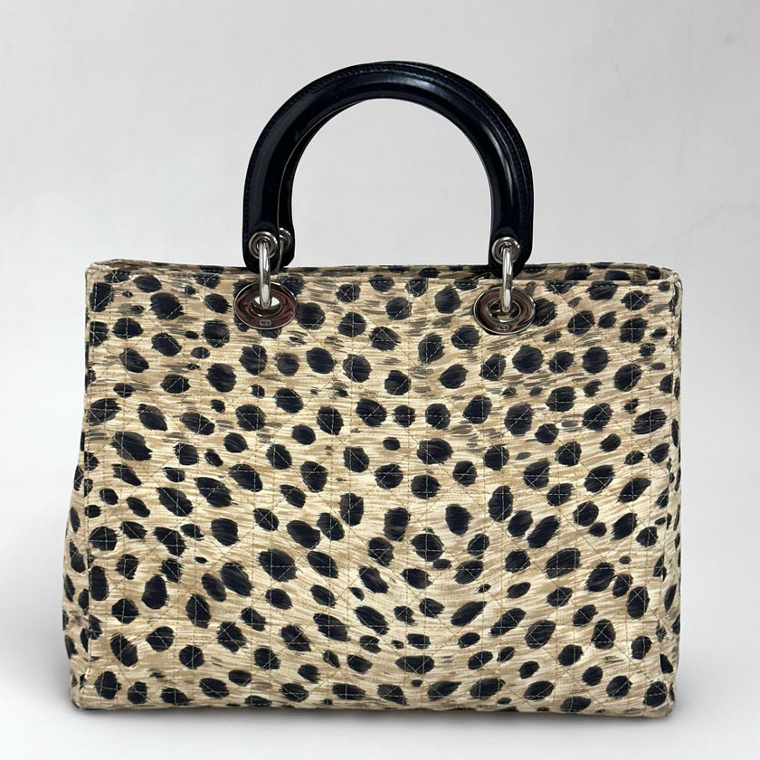 Christian Dior Borsa a mano Lady Dior Large Leopard Print