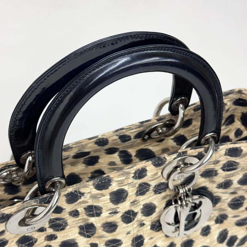 Christian Dior Borsa a mano Lady Dior Large Leopard Print