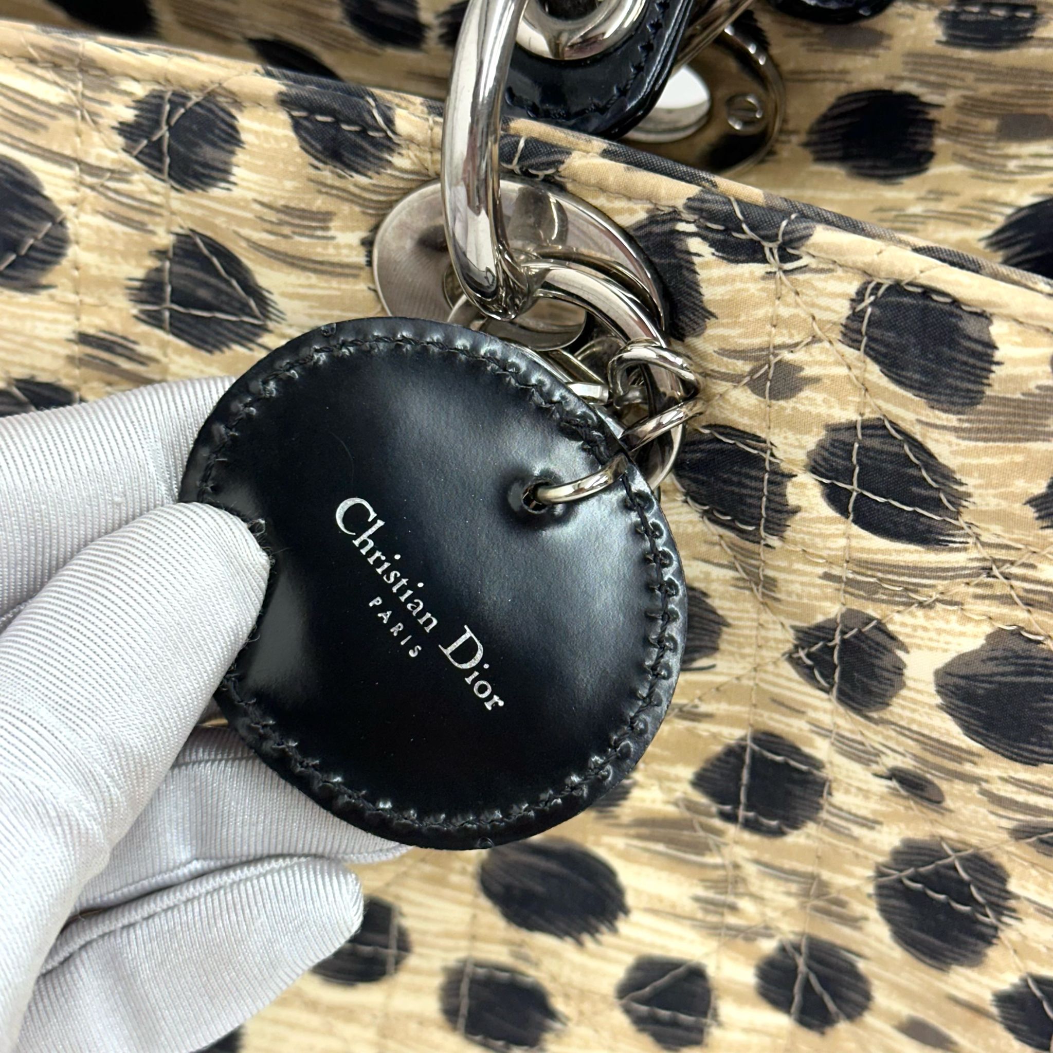 Christian Dior Borsa a mano Lady Dior Large Leopard Print