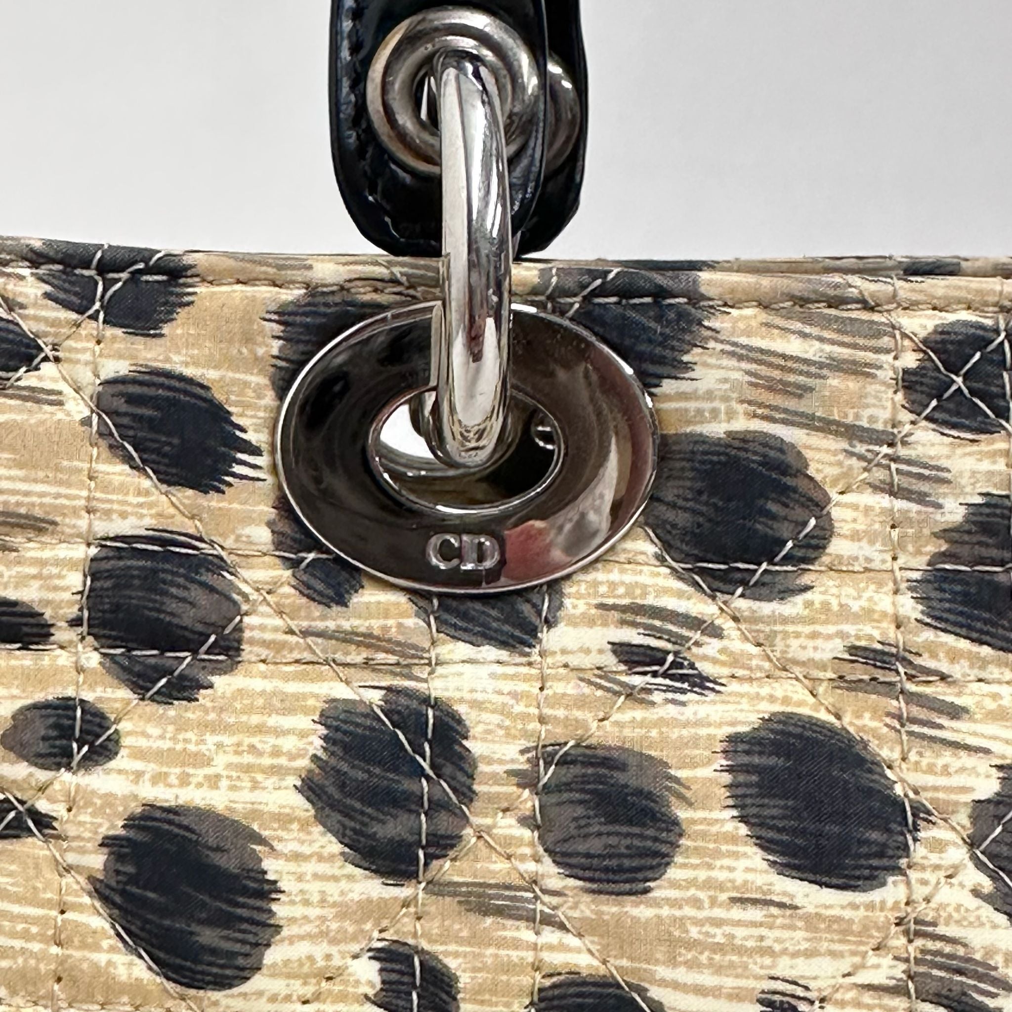 Christian Dior Borsa a mano Lady Dior Large Leopard Print