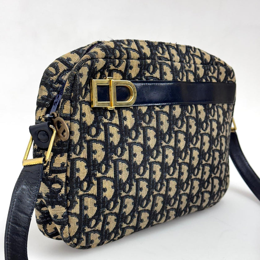 Christian Dior Borsa a spalla Monogram Trotter blu vintage