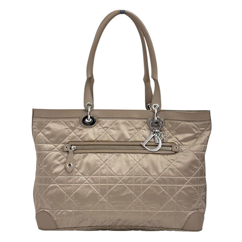 Christian Dior Borsa a spalla Panarea Cannage raso beige size grande