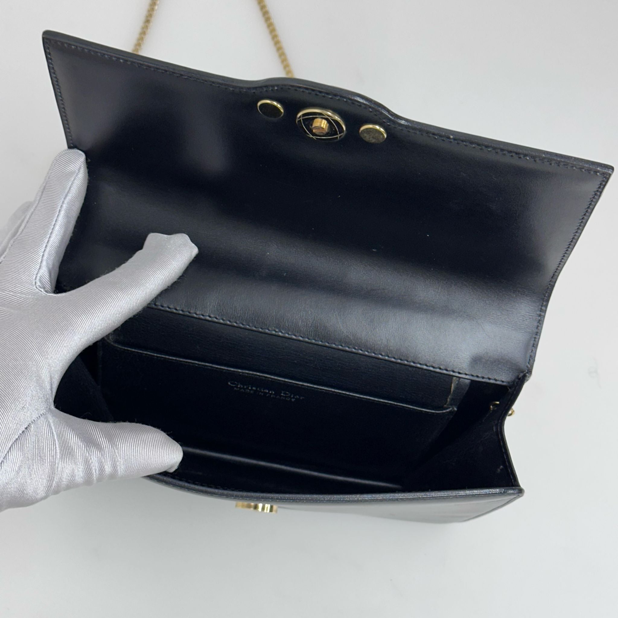 Christian Dior Borsa a tracolla Vintage Logo CD in pelle nera