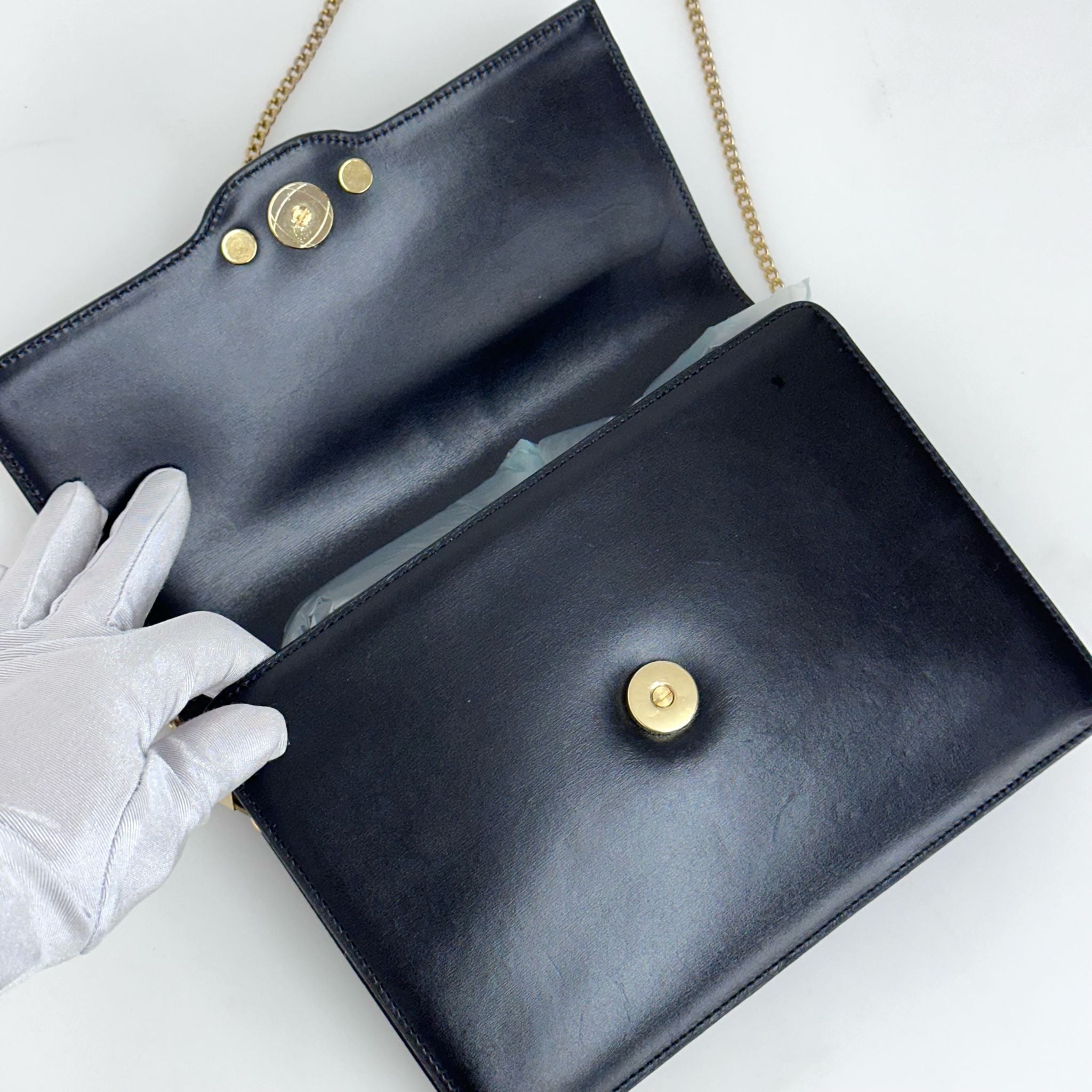 Christian Dior Borsa a tracolla Vintage Logo CD in pelle nera