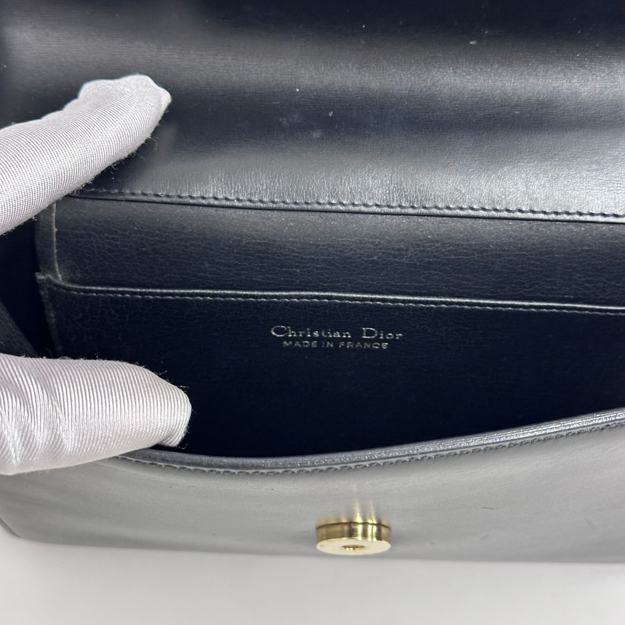Christian Dior Borsa a tracolla Vintage Logo CD in pelle nera
