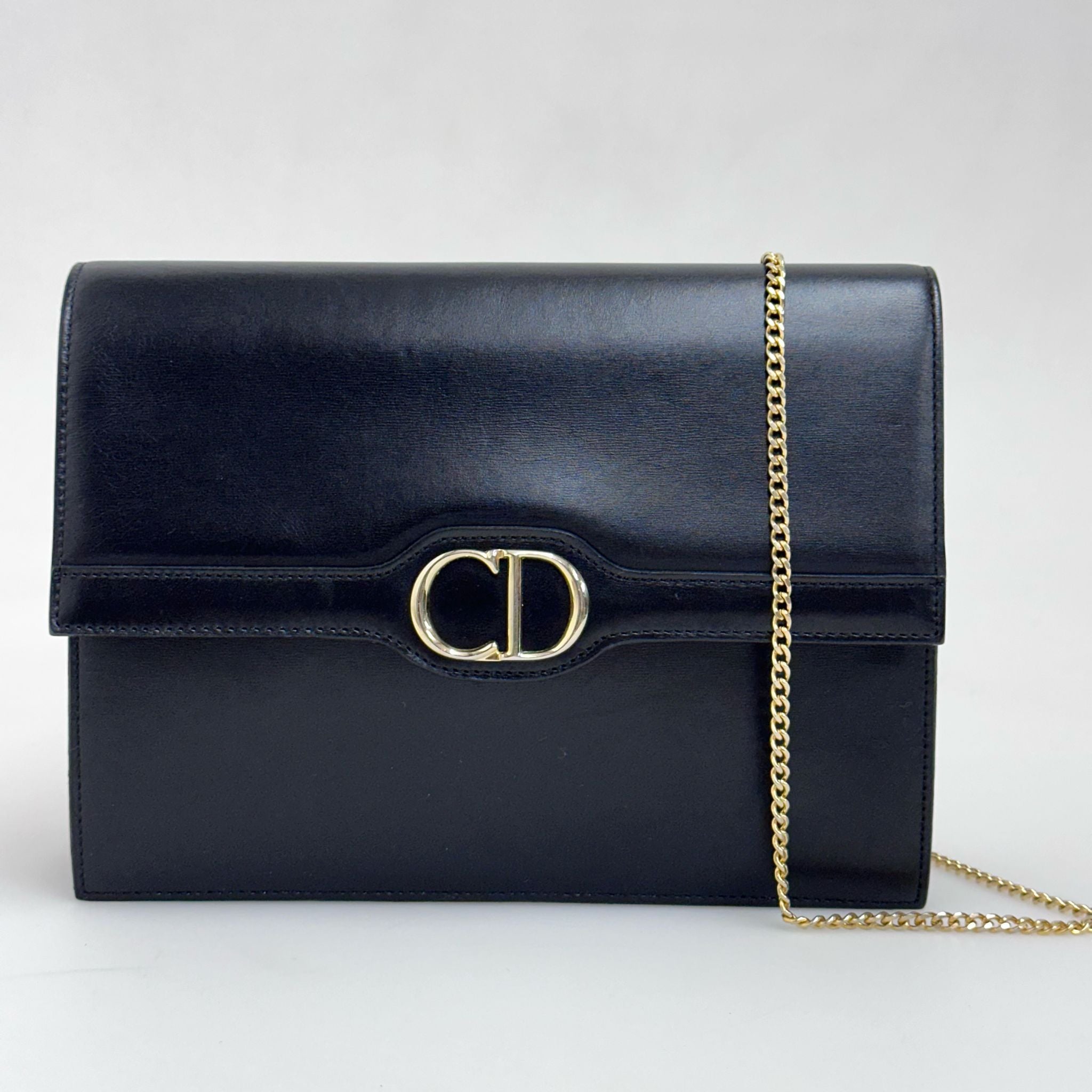 Christian Dior Borsa a tracolla Vintage Logo CD in pelle nera