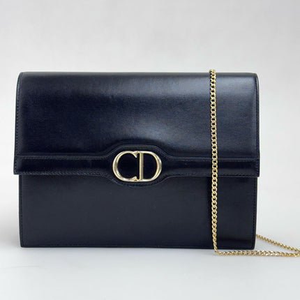 Christian Dior Borsa a tracolla Vintage Logo CD in pelle nera