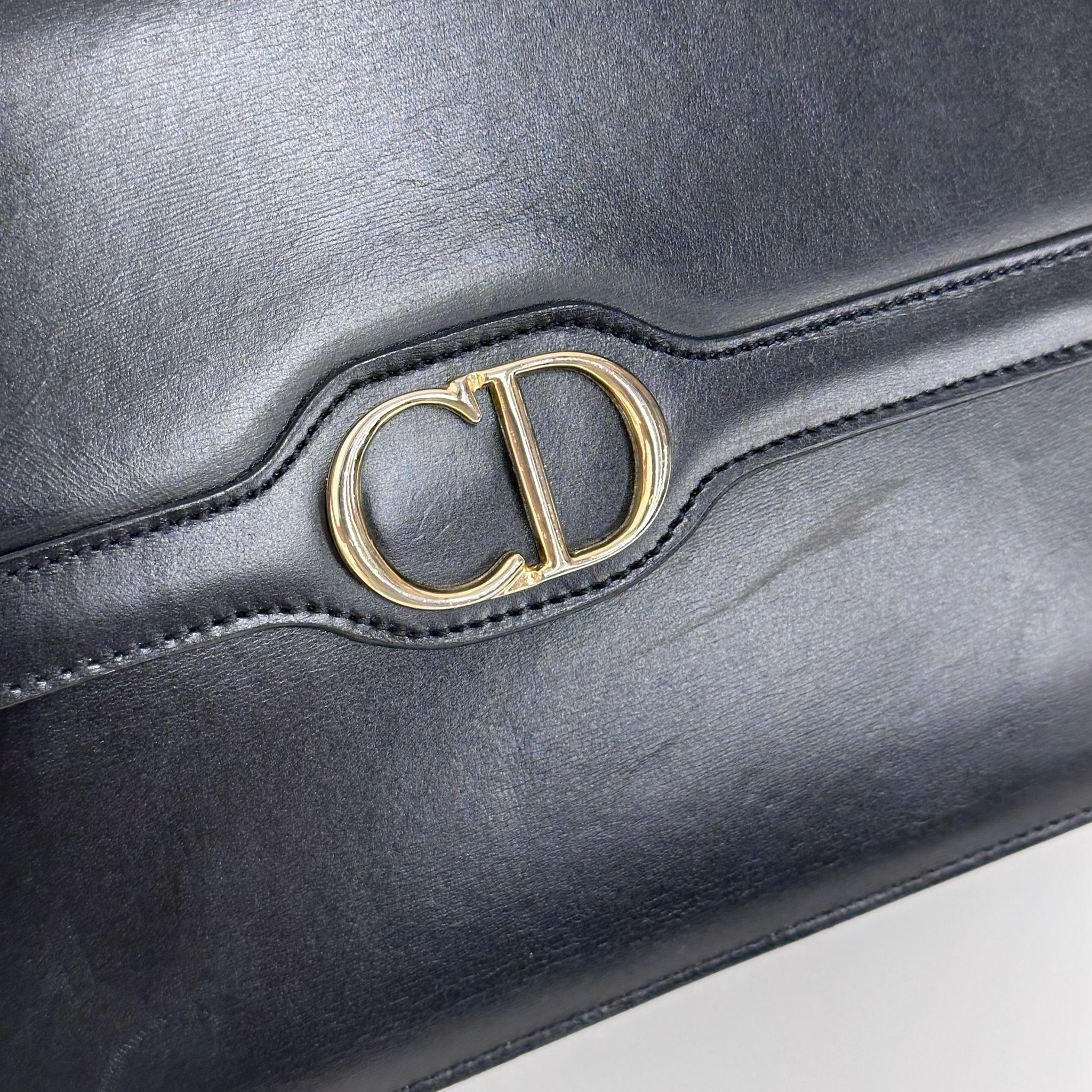Christian Dior Borsa a tracolla Vintage Logo CD in pelle nera