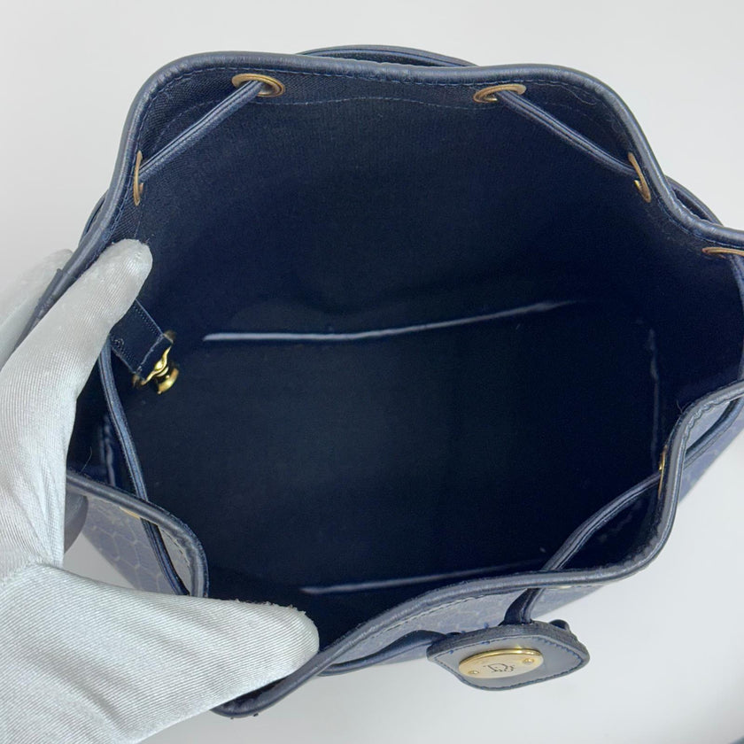 Christian Dior Borsa a tracolla secchiello Nido d'Ape blu vintage