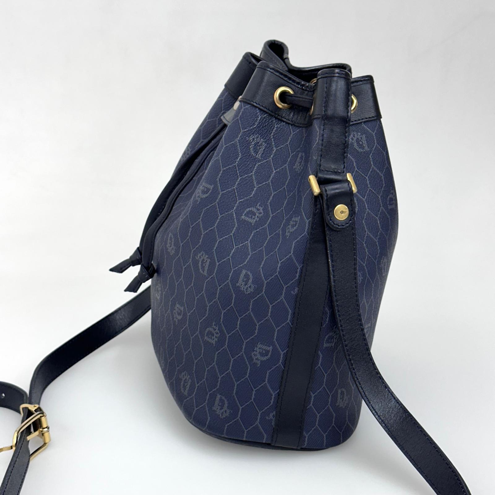 Christian Dior Borsa a tracolla secchiello Nido d'Ape blu vintage