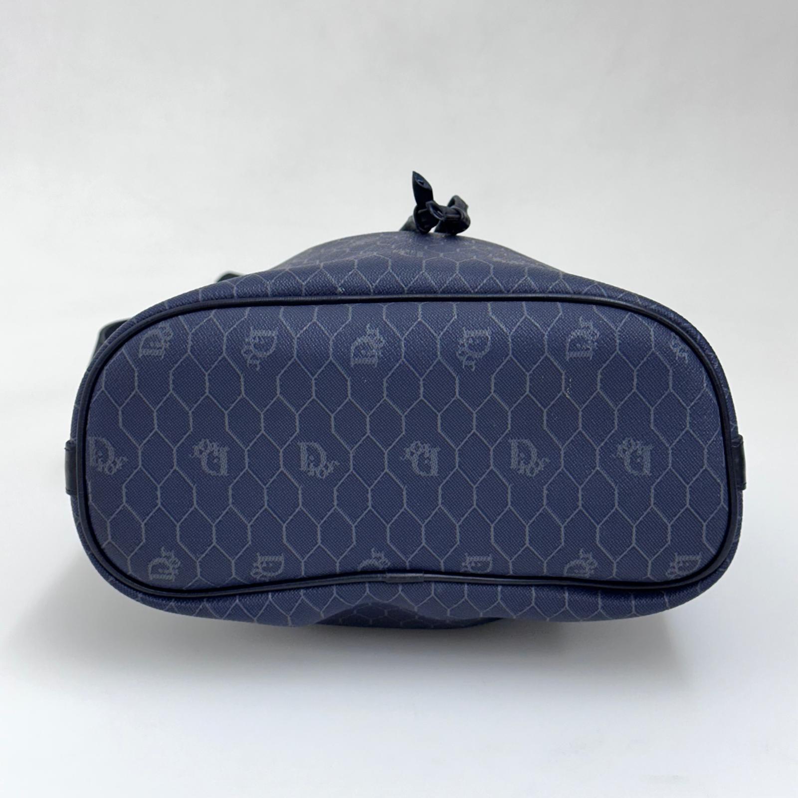 Christian Dior Borsa a tracolla secchiello Nido d'Ape blu vintage