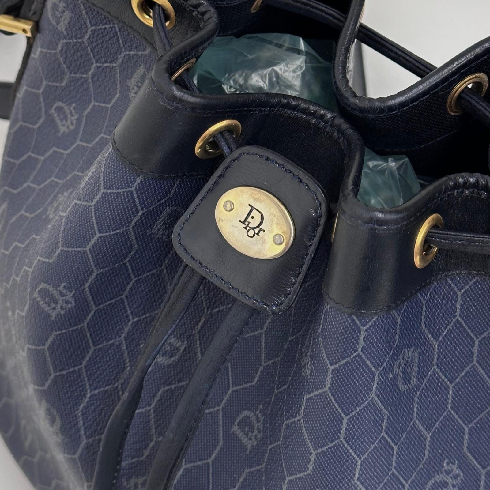 Christian Dior Borsa a tracolla secchiello Nido d'Ape blu vintage