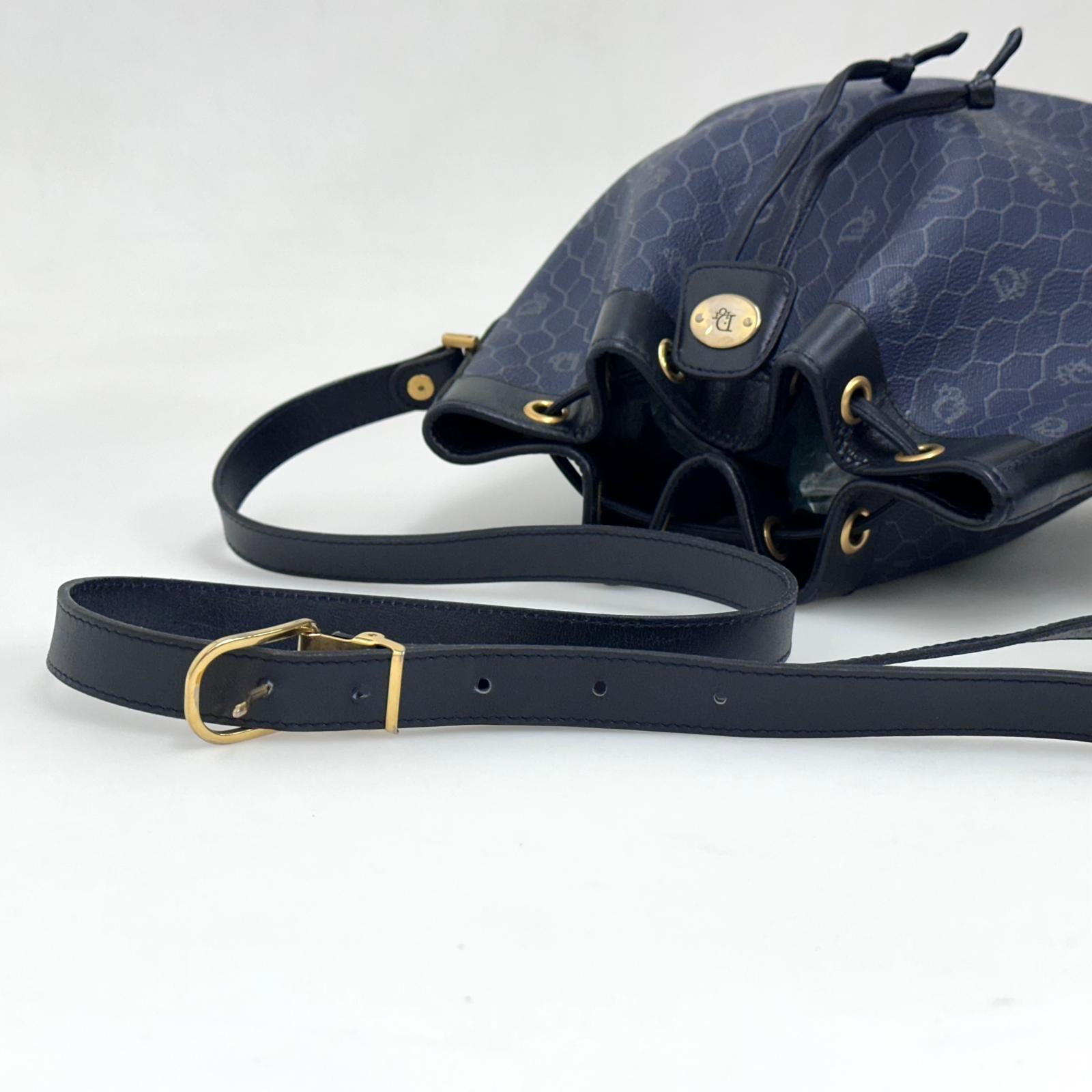 Christian Dior Borsa a tracolla secchiello Nido d'Ape blu vintage