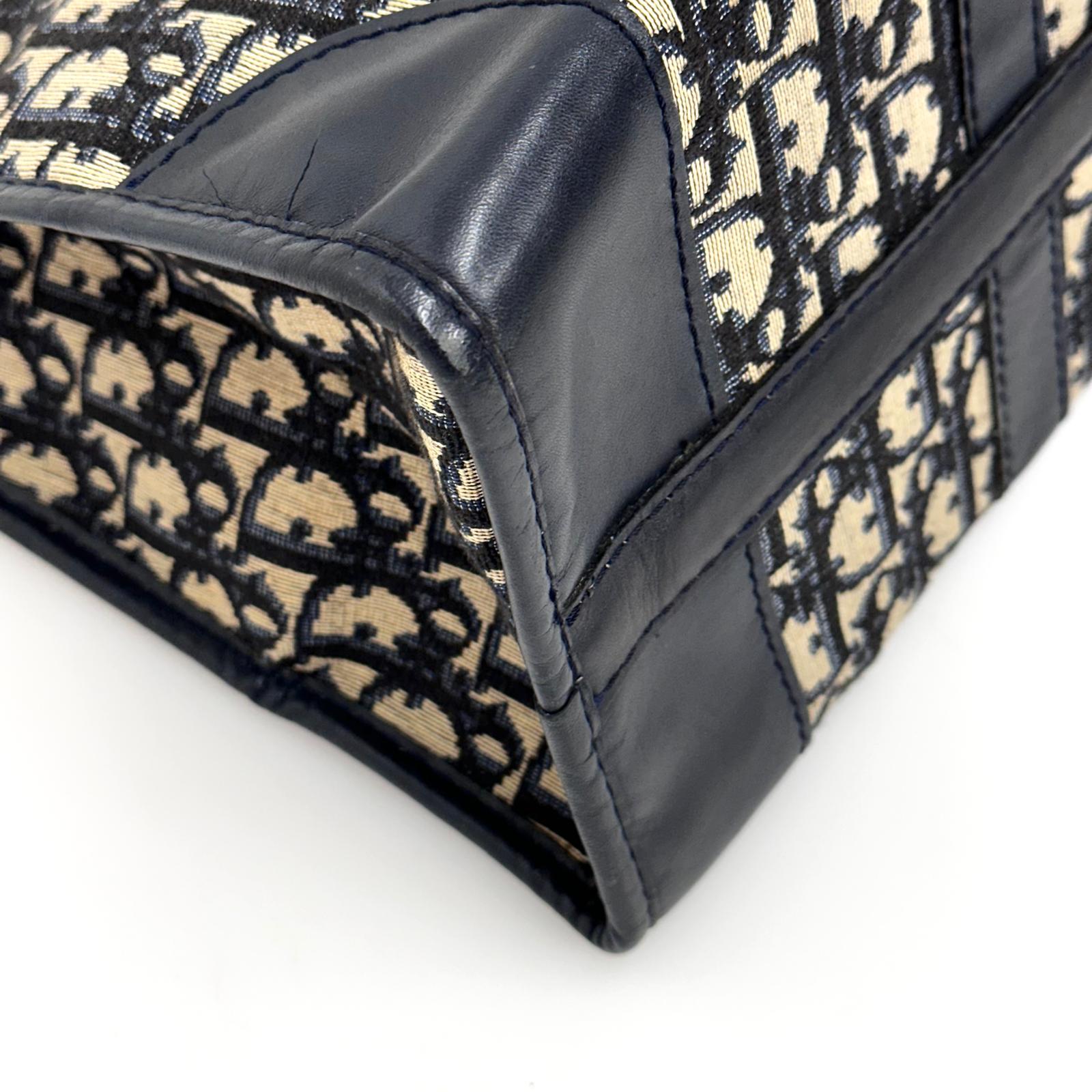 Christian Dior Boston Bag in Tela Oblique e Pelle Blu