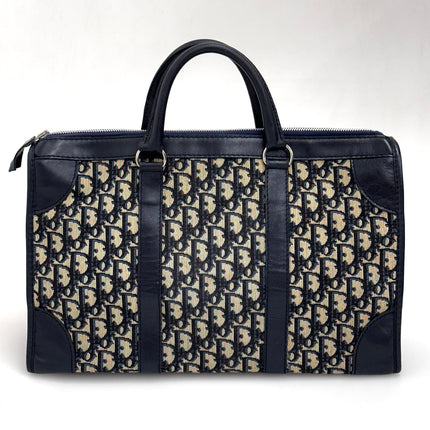 Christian Dior Boston Bag in Tela Oblique e Pelle Blu