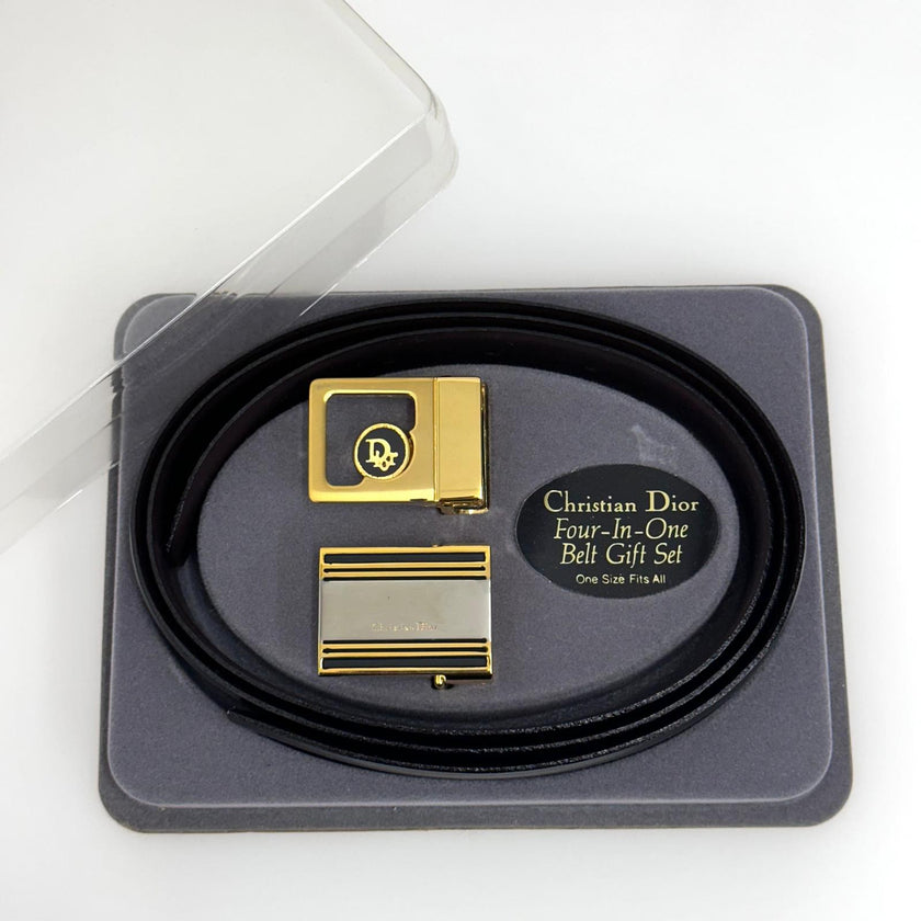 Christian Dior Cintura vintage reversibile con cambio fibbia Mis. 115 cm