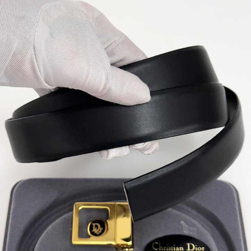 Christian Dior Cintura vintage reversibile con cambio fibbia Mis. 115 cm