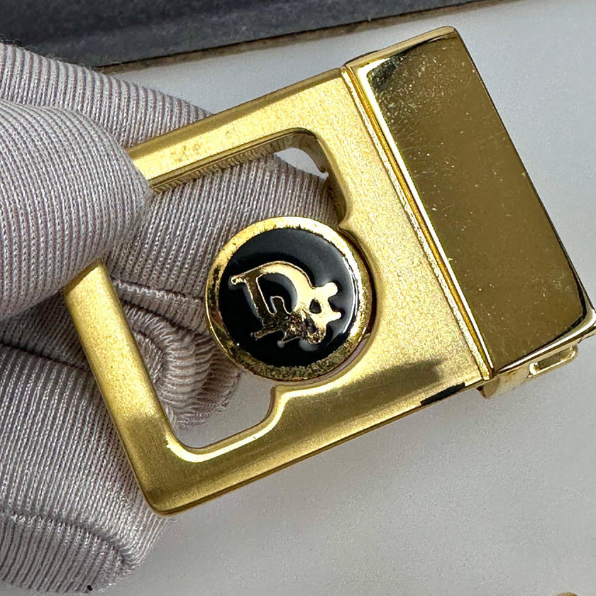 Christian Dior Cintura vintage reversibile con cambio fibbia Mis. 115 cm