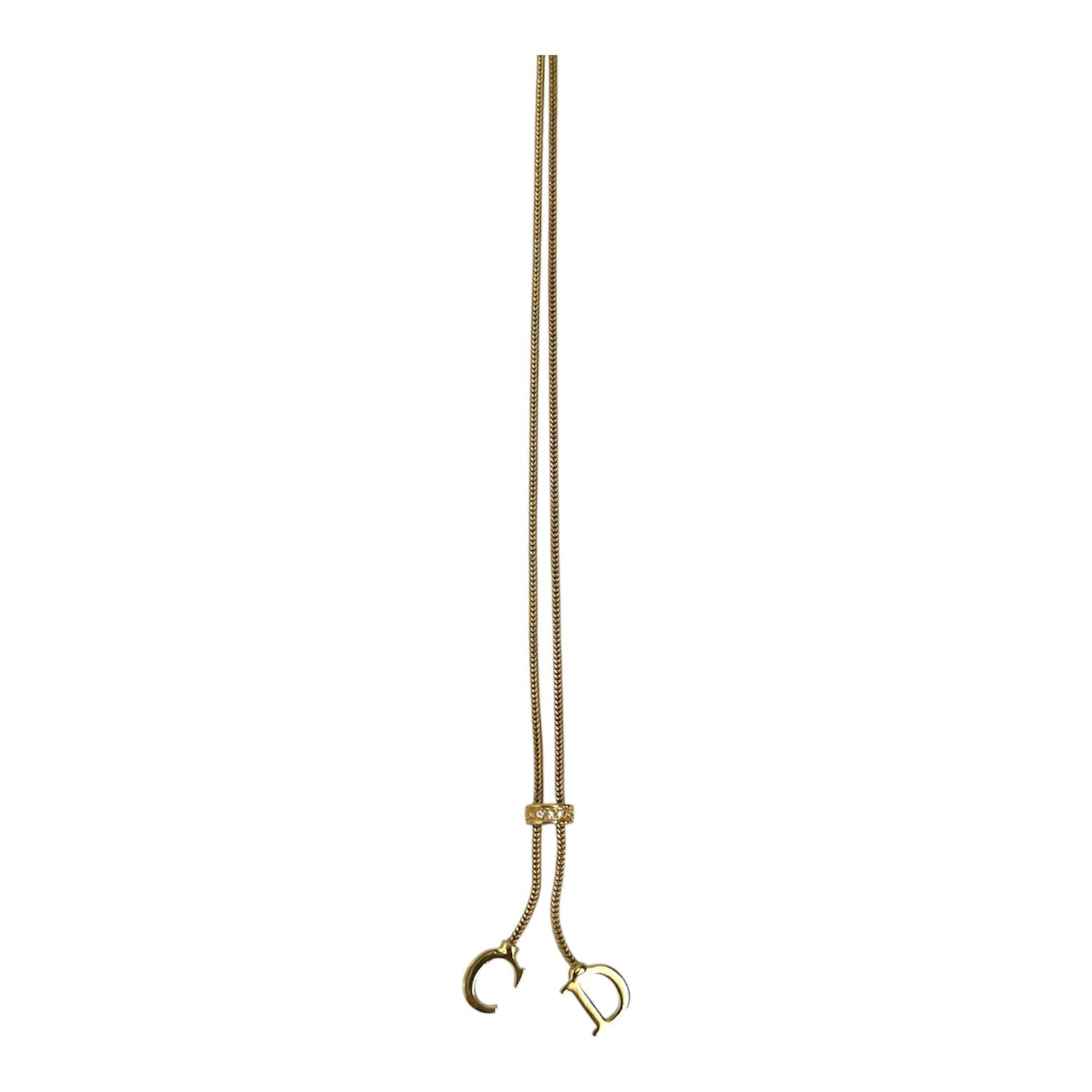 Christian Dior Collana CD Lariat Dorata