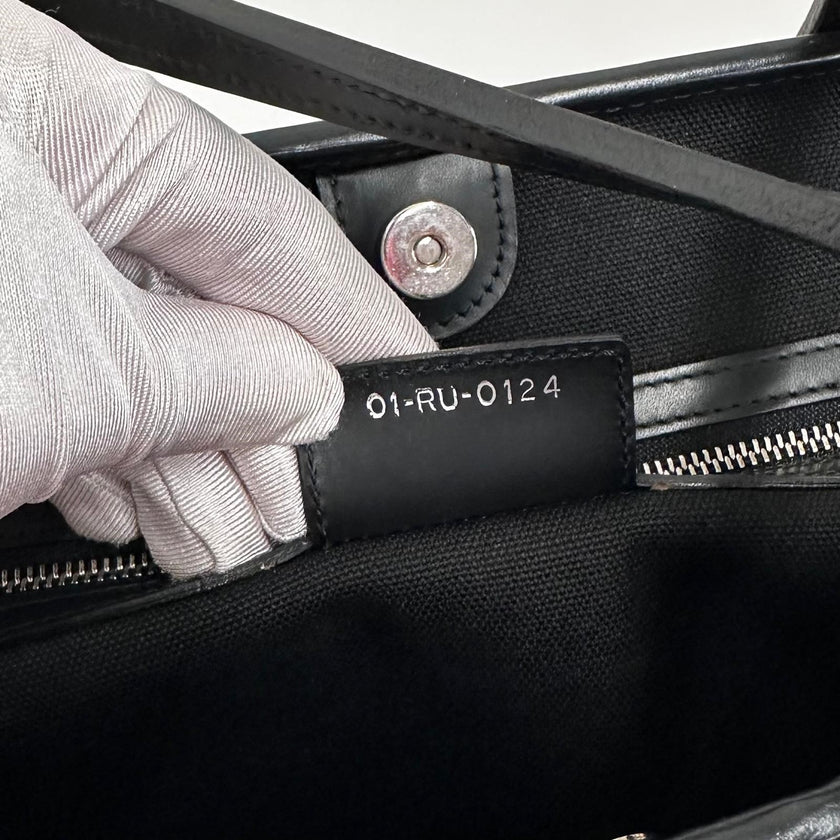 Christian Dior Panarea Tote in Tela Rivestita Cannage Nera Tono su Tono