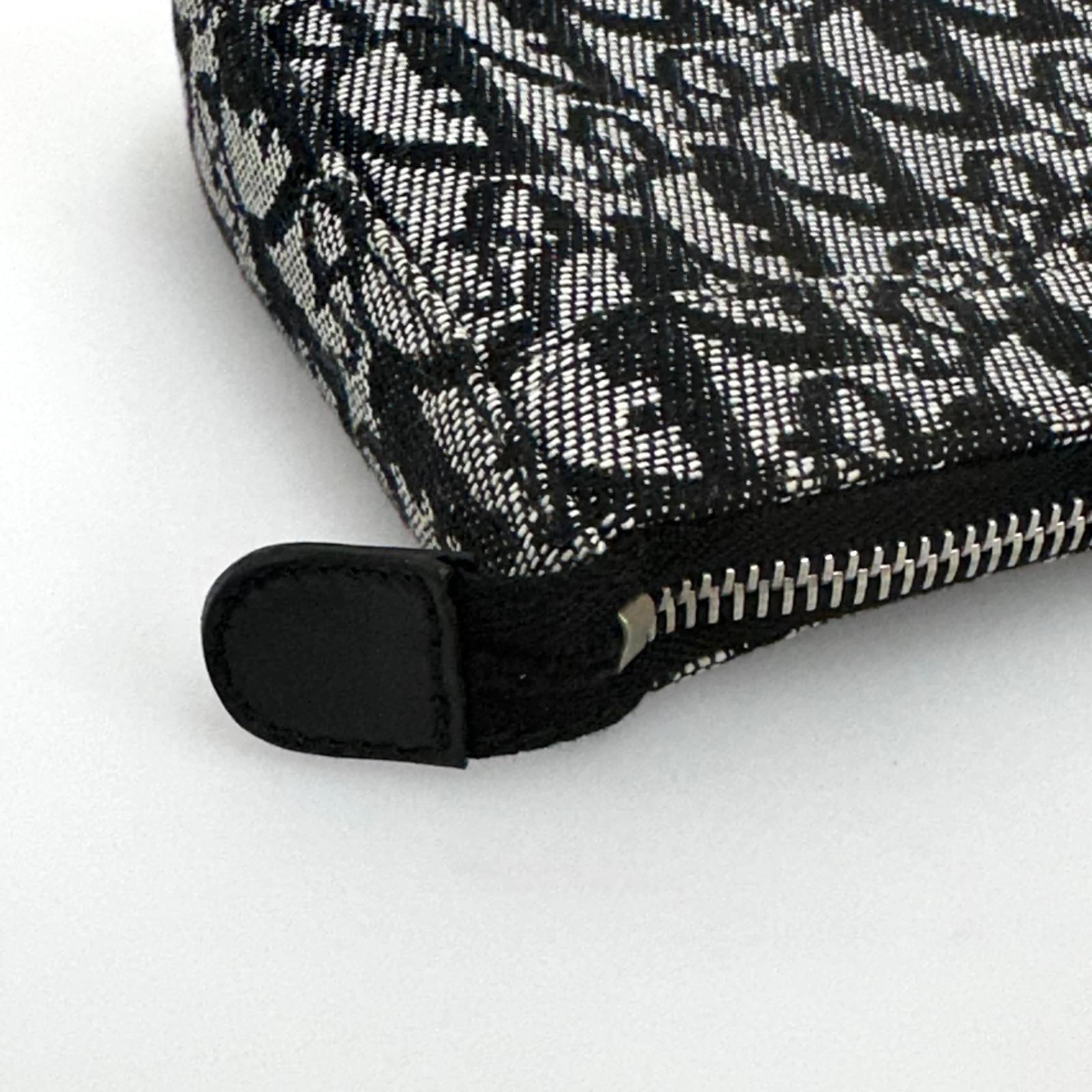 Christian Dior Pochette Trotter in Tela Monogram Blu e Pelle Nera