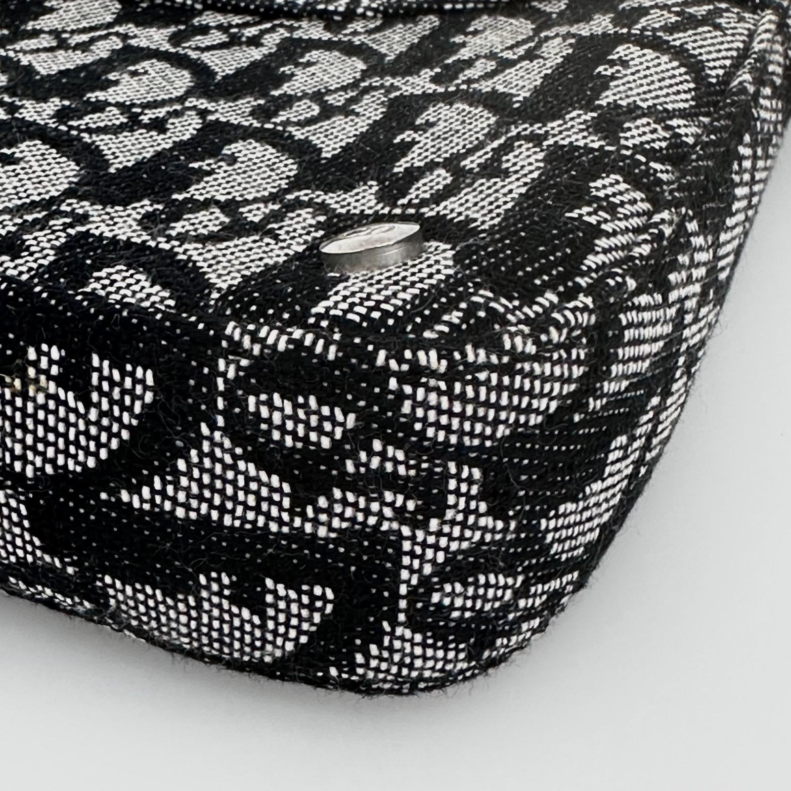 Christian Dior Pochette Trotter in Tela Monogram Blu e Pelle Nera