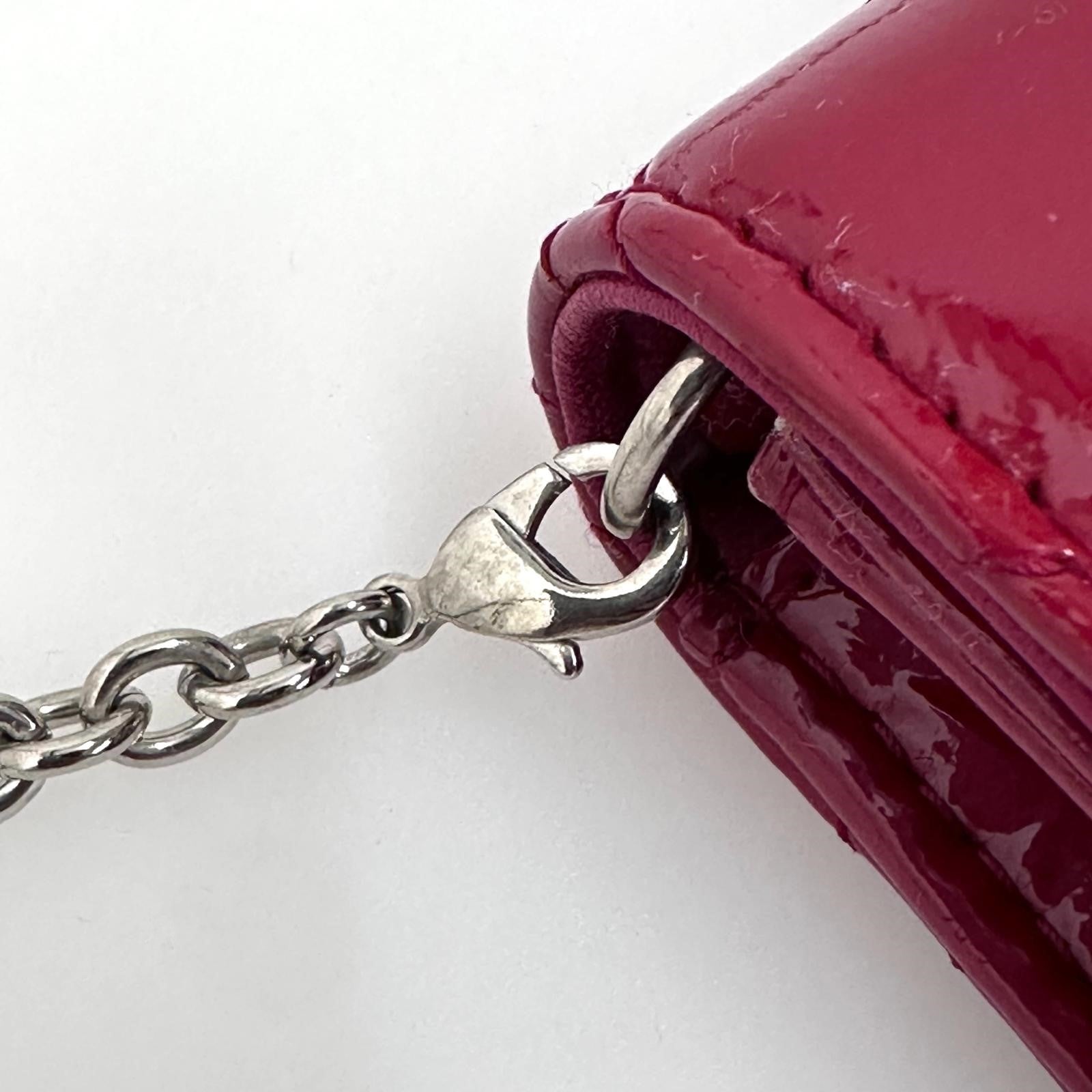 Christian Dior Pochette con catena Lady Dior Cannage vernice rossa