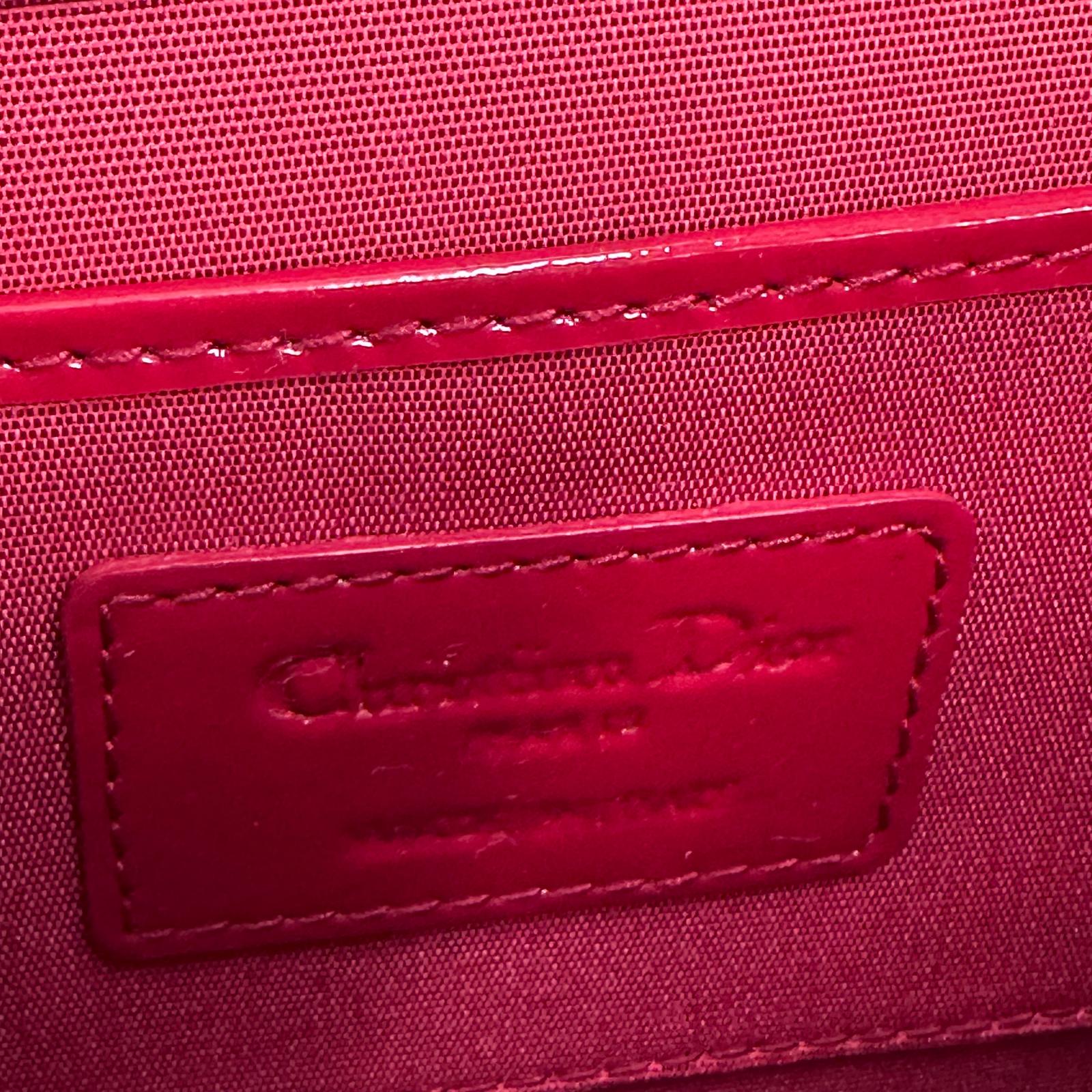 Christian Dior Pochette con catena Lady Dior Cannage vernice rossa