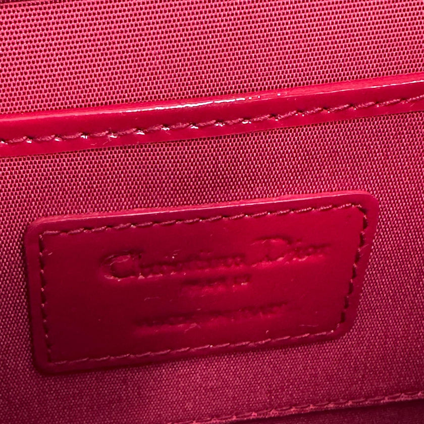 Christian Dior Pochette con catena Lady Dior Cannage vernice rossa