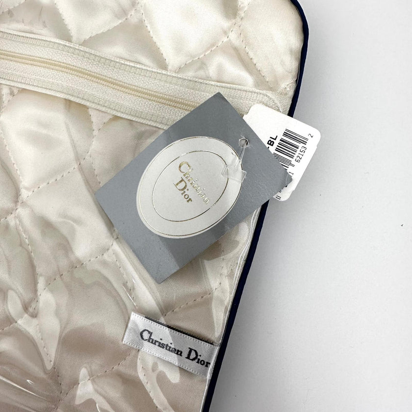 Christian Dior Set da Viaggio Vintage in Raso Blu Navy inutilizzato