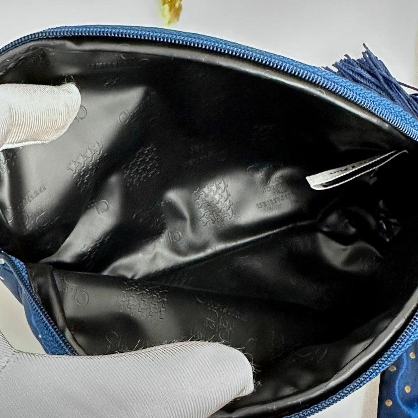 Christian Dior Set da Viaggio Vintage in Raso Blu Navy inutilizzato