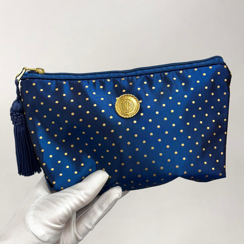 Christian Dior Set da Viaggio Vintage in Raso Blu Navy inutilizzato