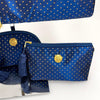 Christian Dior Set da Viaggio Vintage in Raso Blu Navy inutilizzato