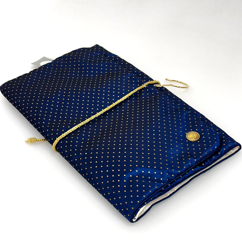 Christian Dior Set da Viaggio Vintage in Raso Blu Navy inutilizzato