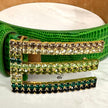Cintura Etro Donna in Pelle Stampa Cocco Verde con Fibbia Gioiello
